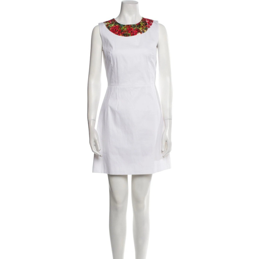 Dolce & Gabbana Dress 38 Scoop Neck White Multi Floral Mini dress $2230 Sz 2 New